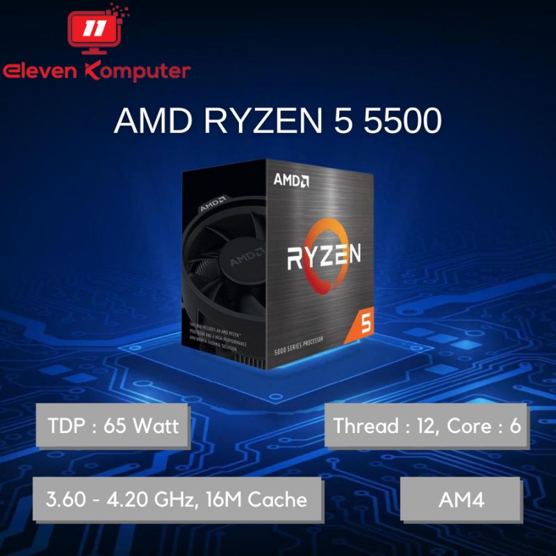 CPU AMD Ryzen 5 5500 3.6GHz up to 4.2GHz 16M Cache Box AM4